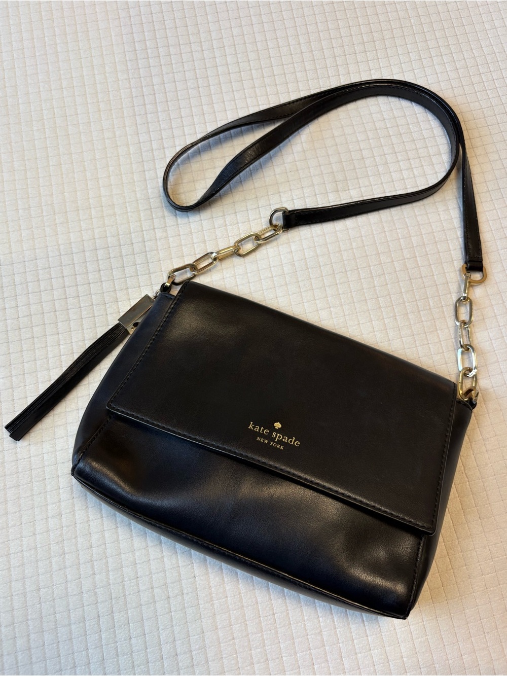 Kate Spade black leather crossbody bag